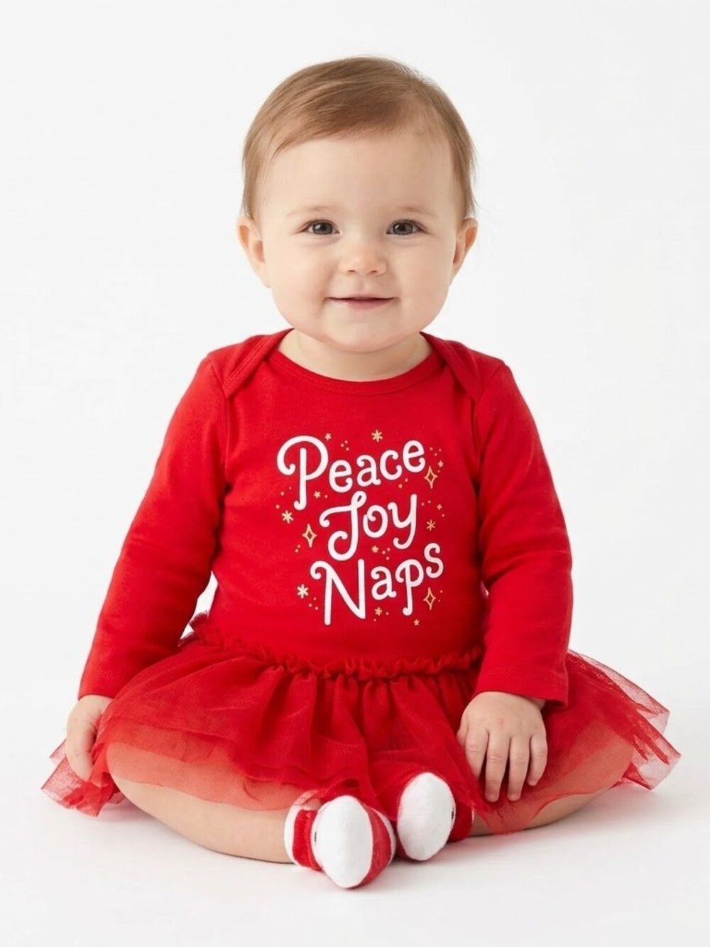 NEW Cat & Jack Peace Joy Naps Long Sleeve Christmas Holiday Skirted Tutu Onesie